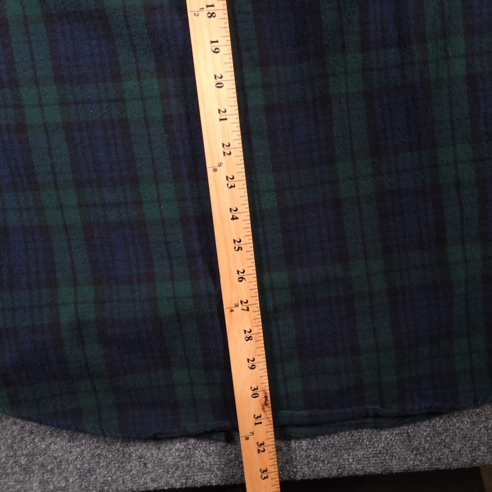 LL Bean Scotch Plaid Flannel Shirt Mens LT Tall Green Plaid Button Down Cozy - Picture 6 of 10